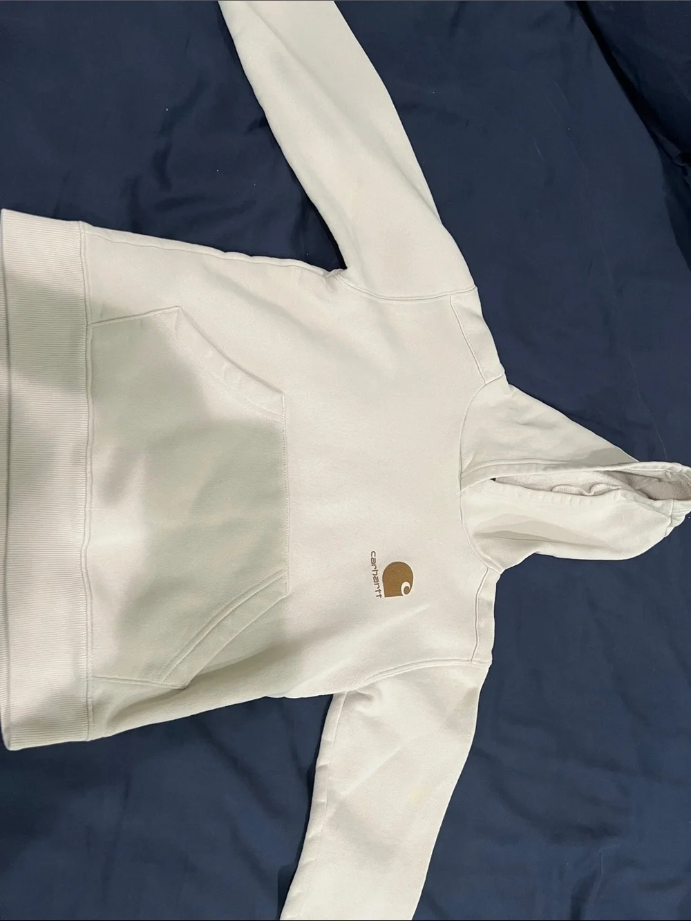 Carhartt Cream Hoodie with Tan Logo